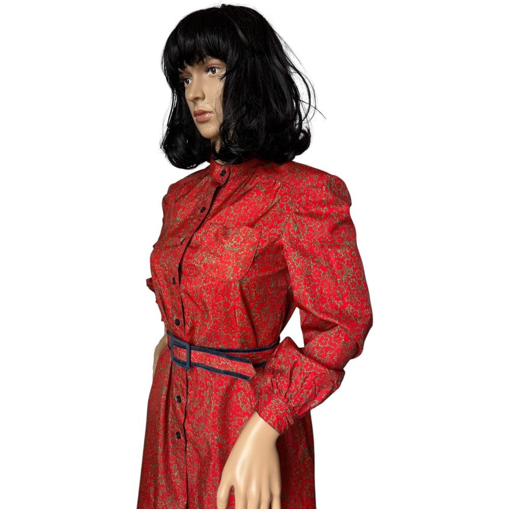 Vintage Schrader Sport New York red Mandarin collar belted dress medium - Picture 8 of 16